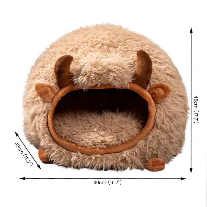 Cozy Plush Farmhouse Cat Cave Bed