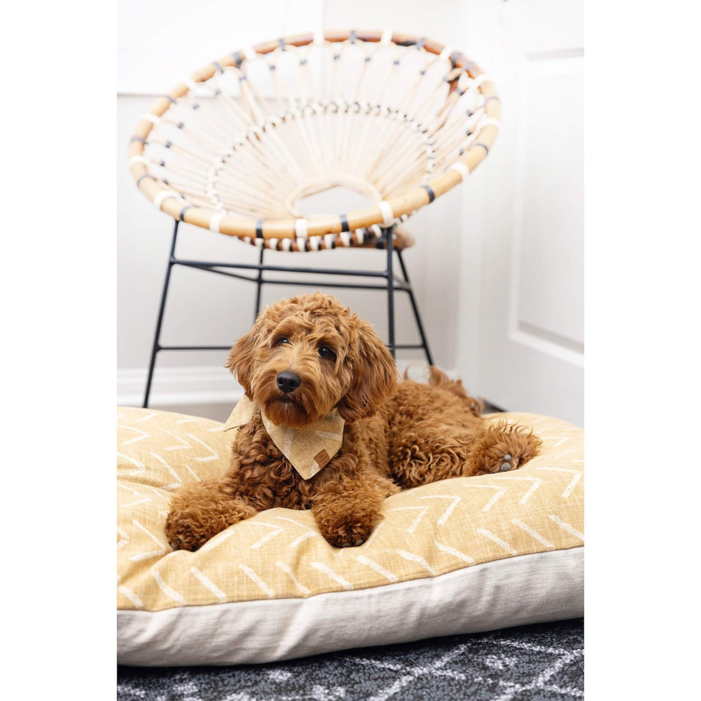 Ochre Mud Cloth Dog Bed