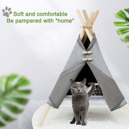 Portable Pine Wood Teepee Tent For Pets
