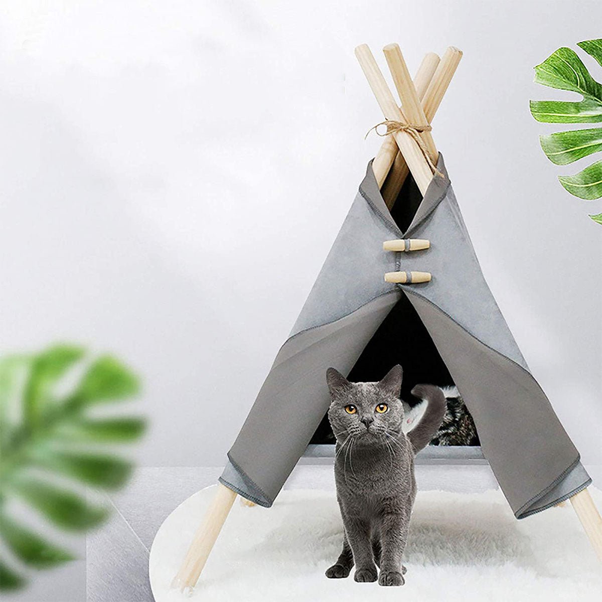 Portable Pine Wood Teepee Tent For Pets