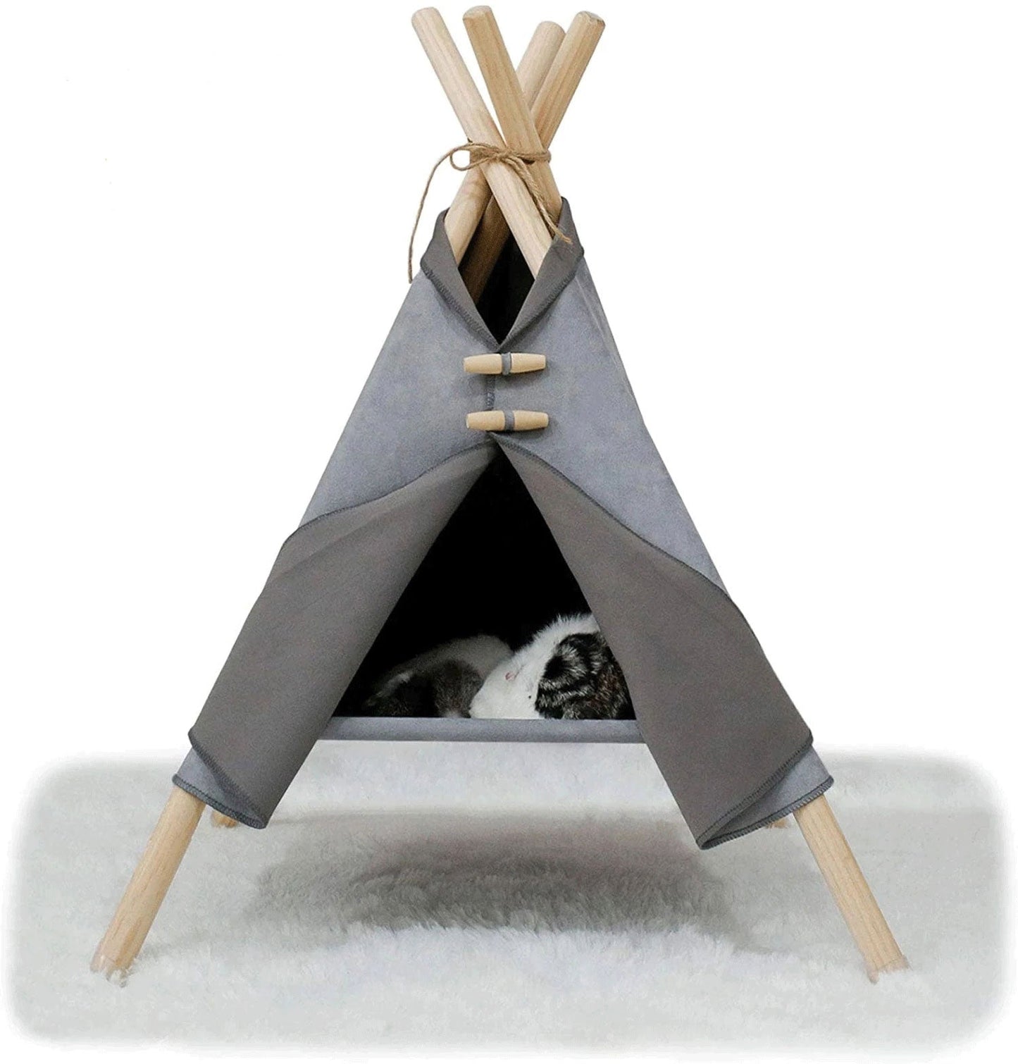 Portable Pine Wood Teepee Tent For Pets
