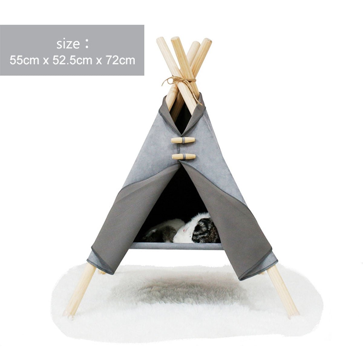 Portable Pine Wood Teepee Tent For Pets