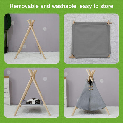 Portable Pine Wood Teepee Tent For Pets