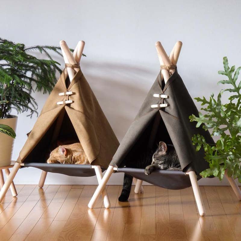 Portable Pine Wood Teepee Tent For Pets