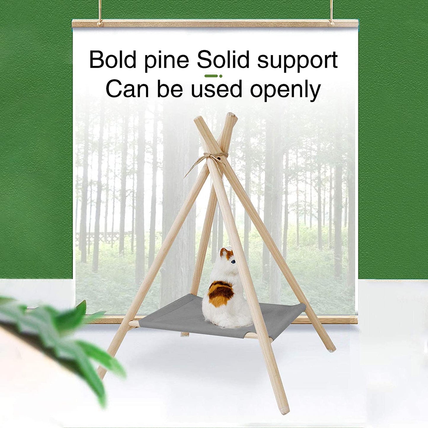Portable Pine Wood Teepee Tent For Pets