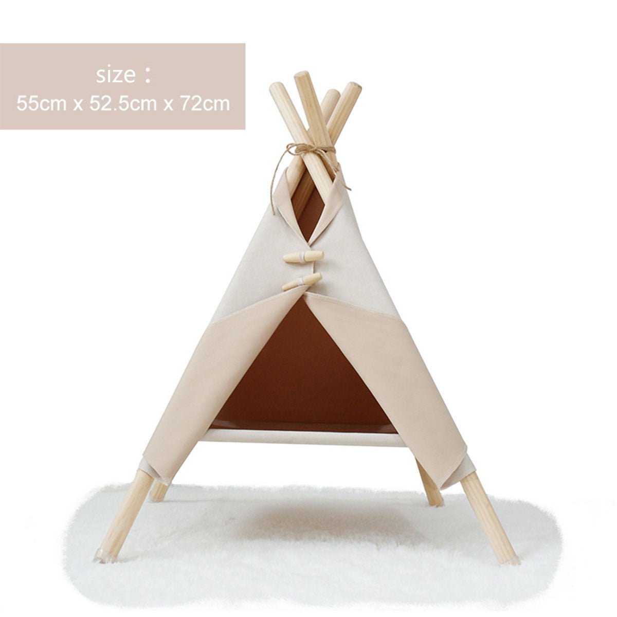 Portable Pine Wood Teepee Tent For Pets