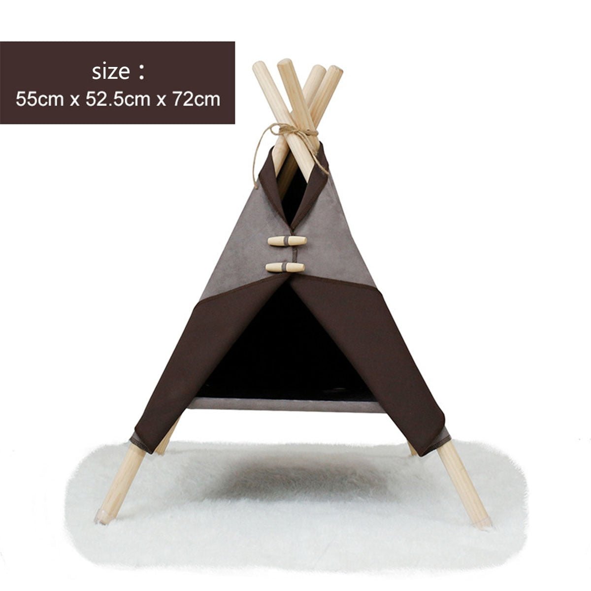 Portable Pine Wood Teepee Tent For Pets