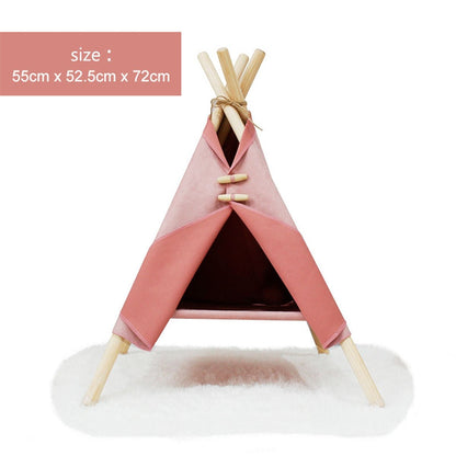 Portable Pine Wood Teepee Tent For Pets