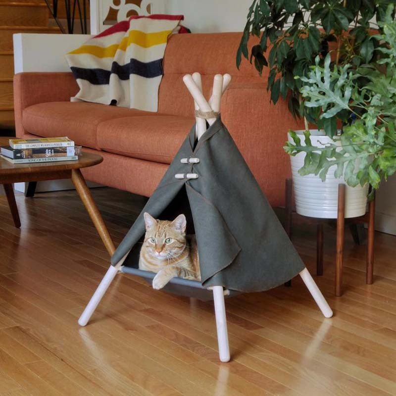 Portable Pine Wood Teepee Tent For Pets