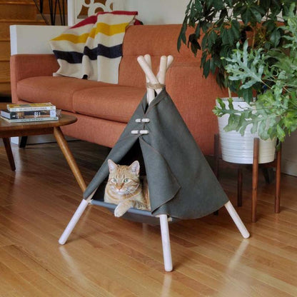 Portable Pine Wood Teepee Tent For Pets