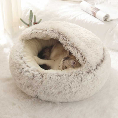 Soft Plush Pet Cave Bed for Small Cats & Dogs