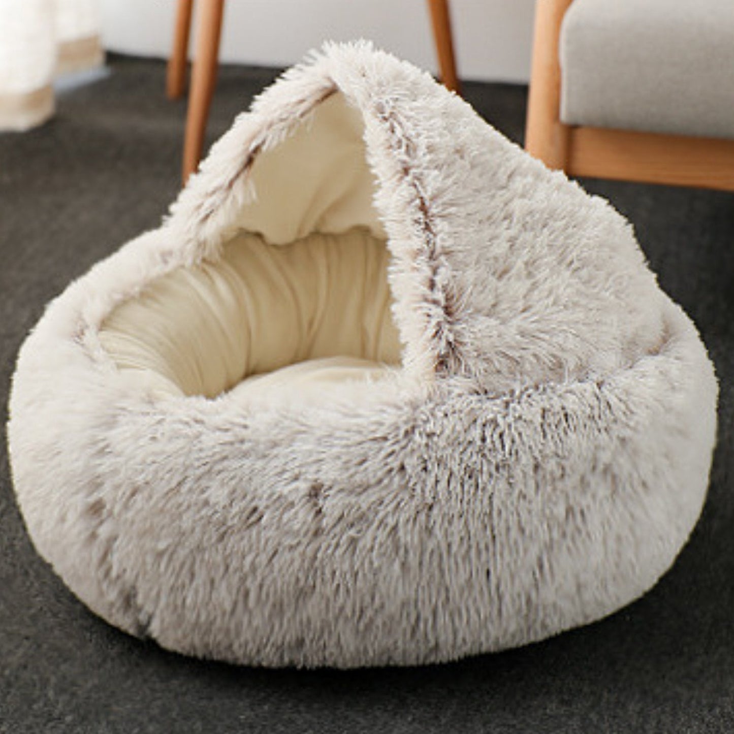 Soft Plush Pet Cave Bed for Small Cats & Dogs