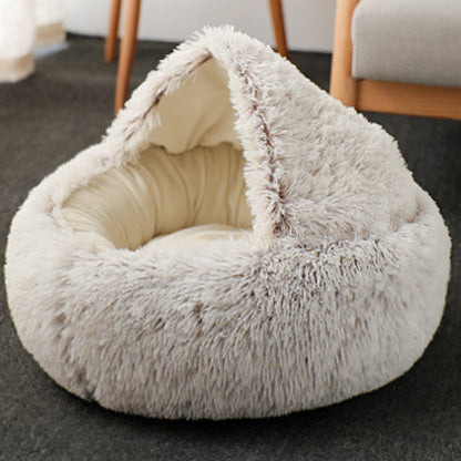 Soft Plush Pet Cave Bed for Small Cats & Dogs