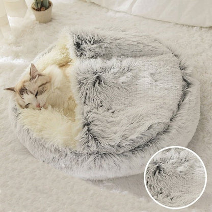Soft Plush Pet Cave Bed for Small Cats & Dogs
