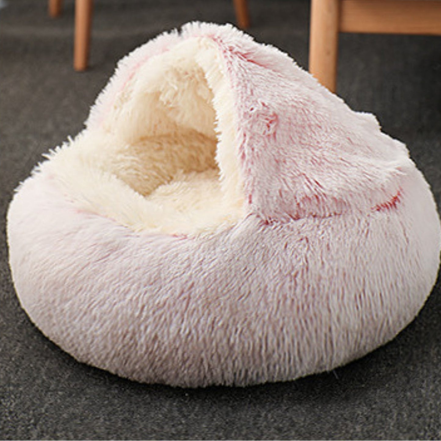 Soft Plush Pet Cave Bed for Small Cats & Dogs