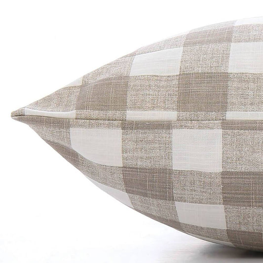 Warm Stone Gingham Check Dog Bed